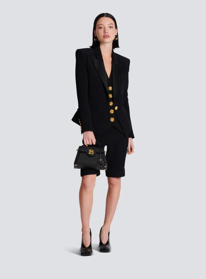 1button Crepe Jacket Black Women Balmain Jackets And Blazers
