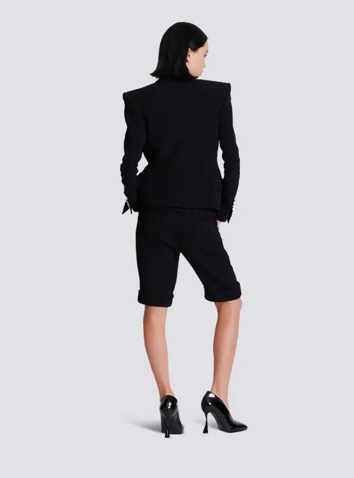 1button Crepe Jacket Black Women Balmain Jackets And Blazers