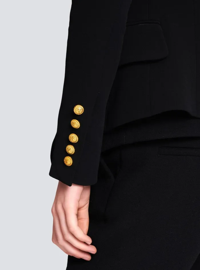 1button Crepe Jacket Black Women Balmain Jackets And Blazers