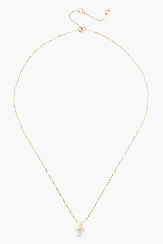 14k Gold and Pearl Playa Cross Necklace Women Chan Luu Necklaces