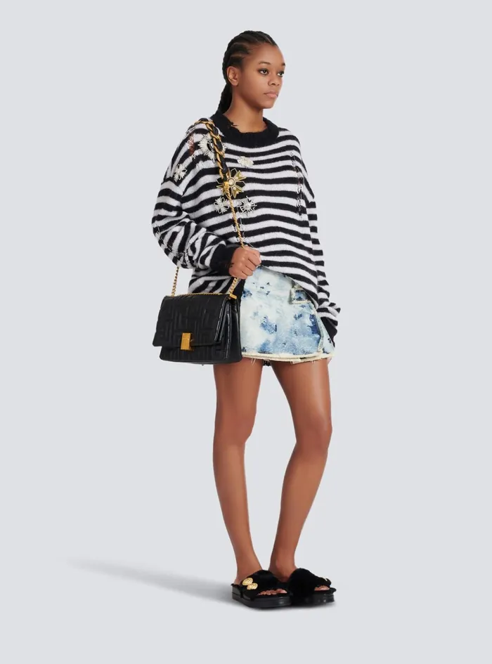 1945 Soft Medium Bag In Quilted Leather Black Women Balmain Crossbody Bags