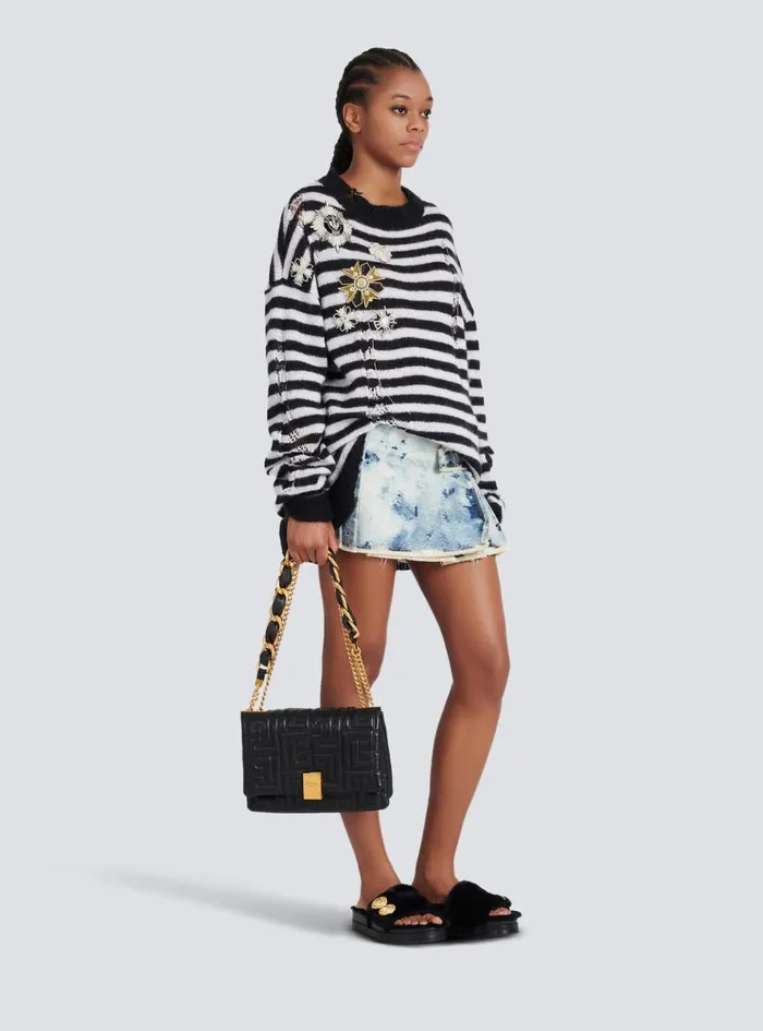 1945 Soft Medium Bag In Quilted Leather Black Women Balmain Crossbody Bags