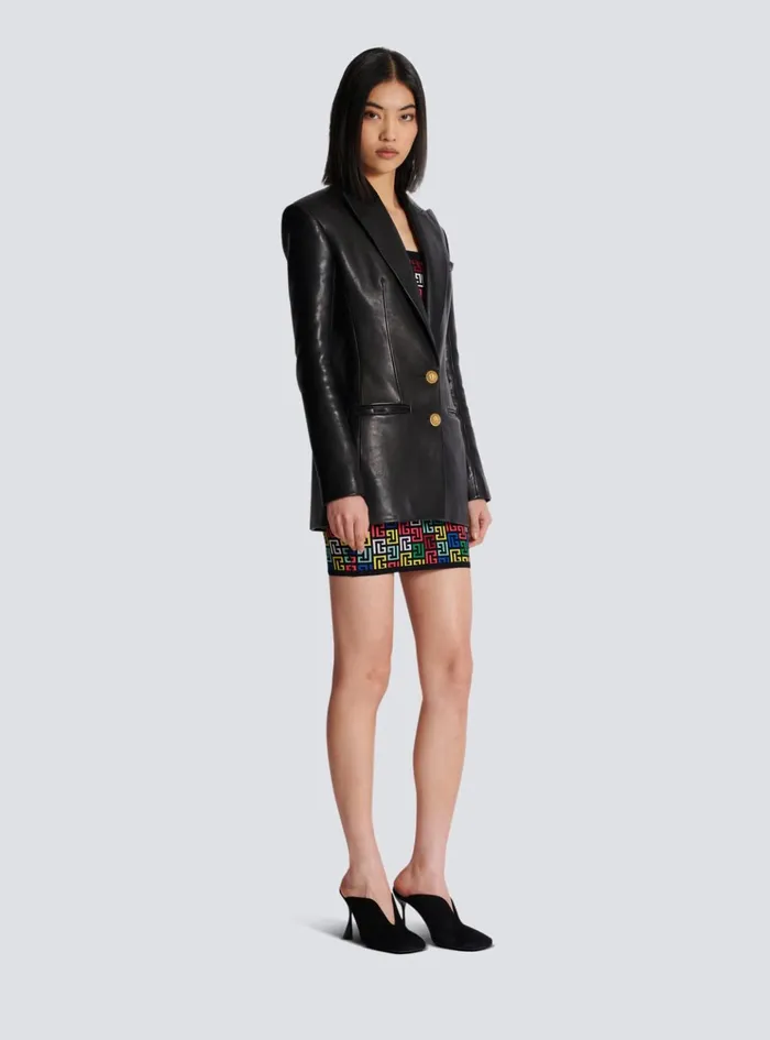 2button Leather Jacket Black Women Balmain Jackets And Blazers