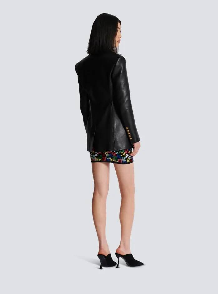 2button Leather Jacket Black Women Balmain Jackets And Blazers