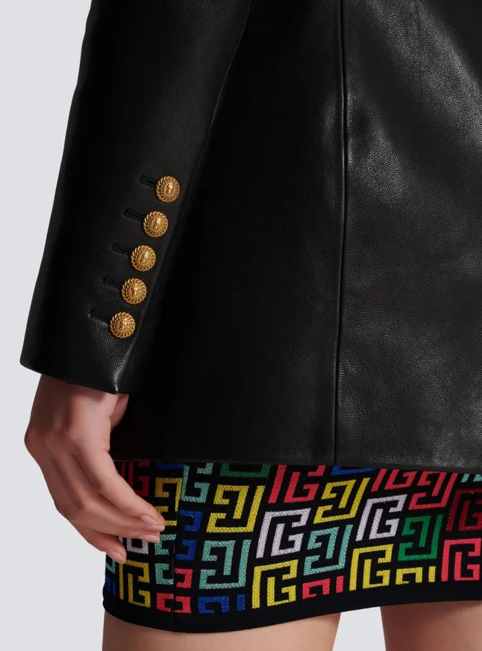 2button Leather Jacket Black Women Balmain Jackets And Blazers