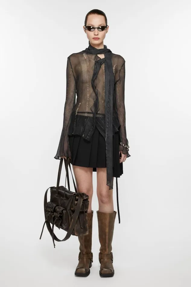 Acne Studios Asymmetric Pleated Skirt Black Women Skirts