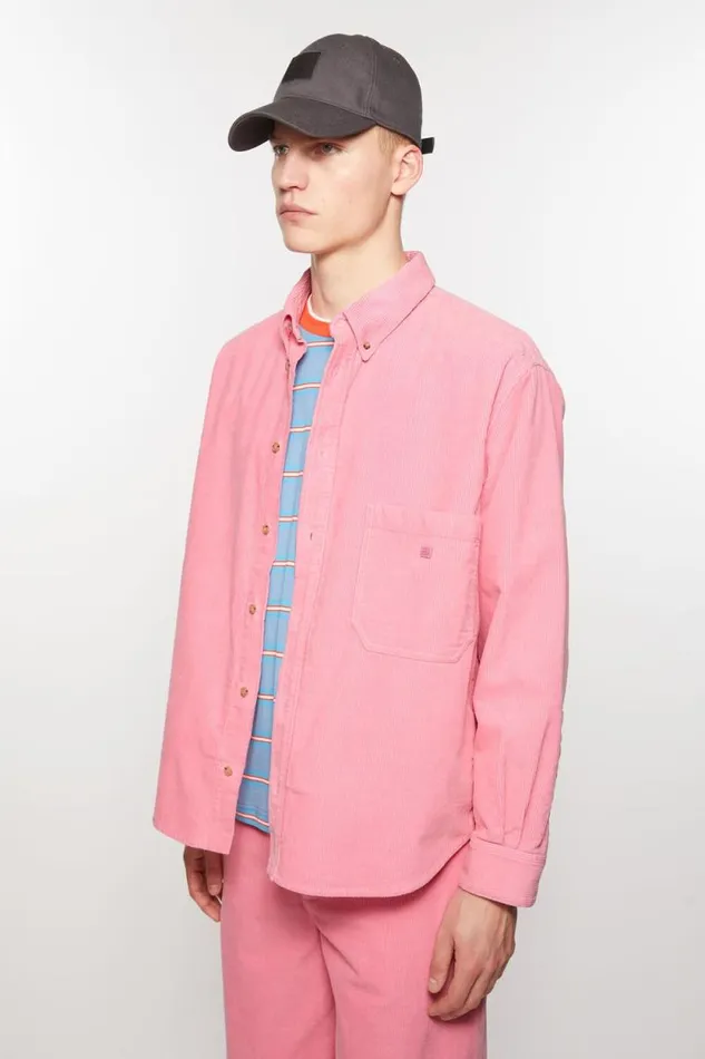 Acne Studios Corduroy Overshirt Tango Pink Men Outerwear Acne Studios Corduroy Overshirt Tango Pink Men Outerwear