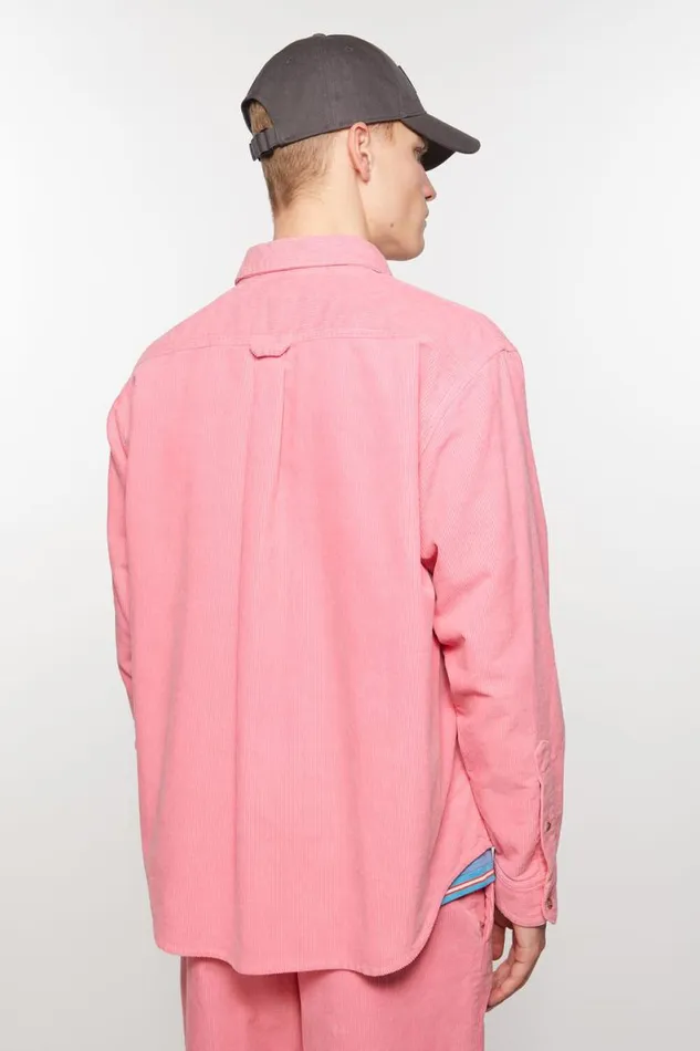 Acne Studios Corduroy Overshirt Tango Pink Men Outerwear Acne Studios Corduroy Overshirt Tango Pink Men Outerwear