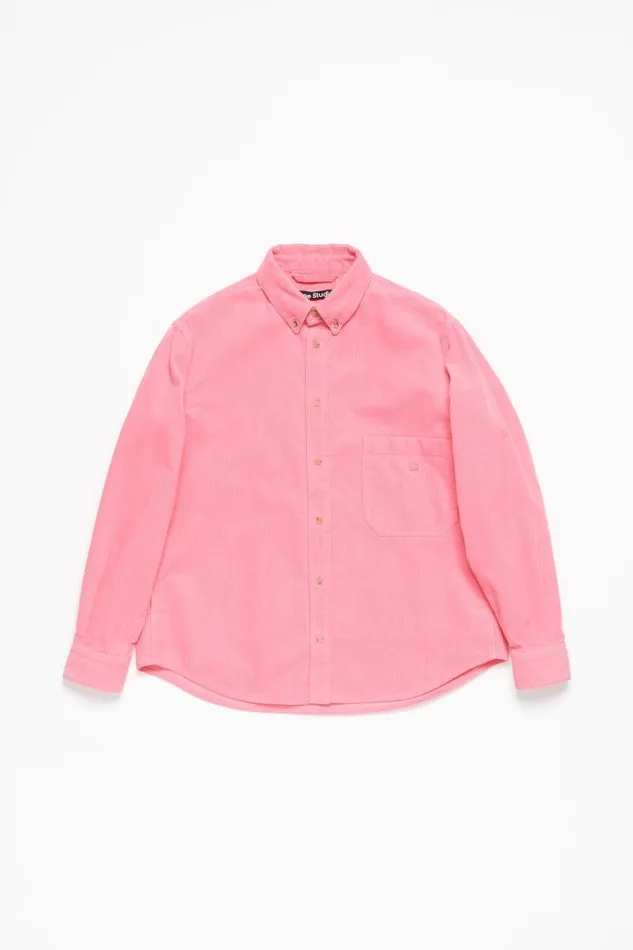 Acne Studios Corduroy Overshirt Tango Pink Men Outerwear Acne Studios Corduroy Overshirt Tango Pink Men Outerwear