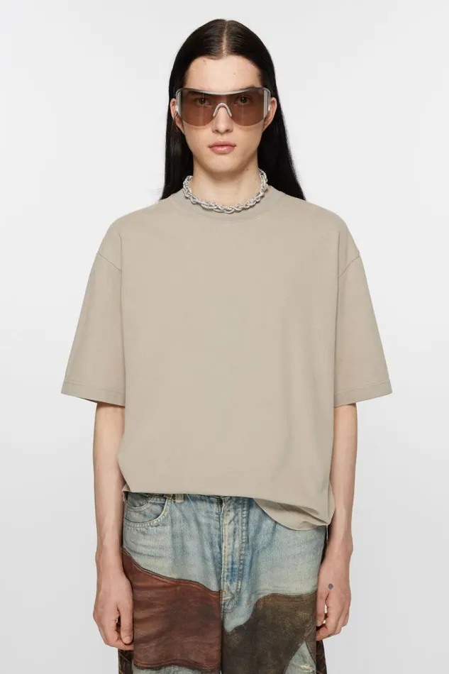 Acne Studios Crew Neck Tshirt 8211 Relaxed Fit Concrete Grey Men Tshirts