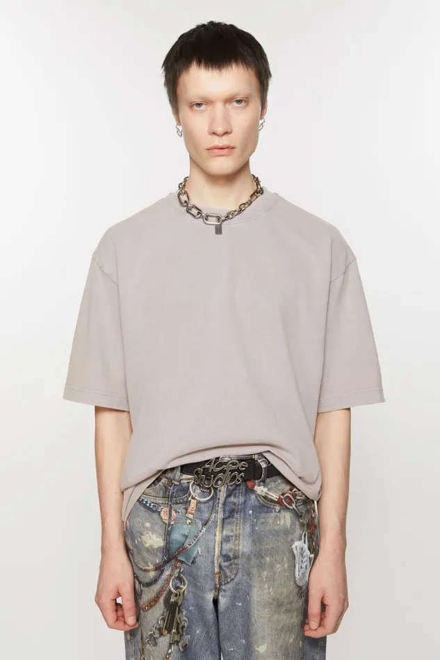Acne Studios Crew Neck Tshirt 8211 Relaxed Unisex Fit Dusty Purple Women Tshirts