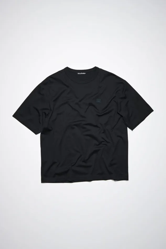 Acne Studios Crew Neck Tshirt Relaxed Fit Black Women Tshirts Acne Studios Crew Neck Tshirt Relaxed Fit Black Women Tshirts