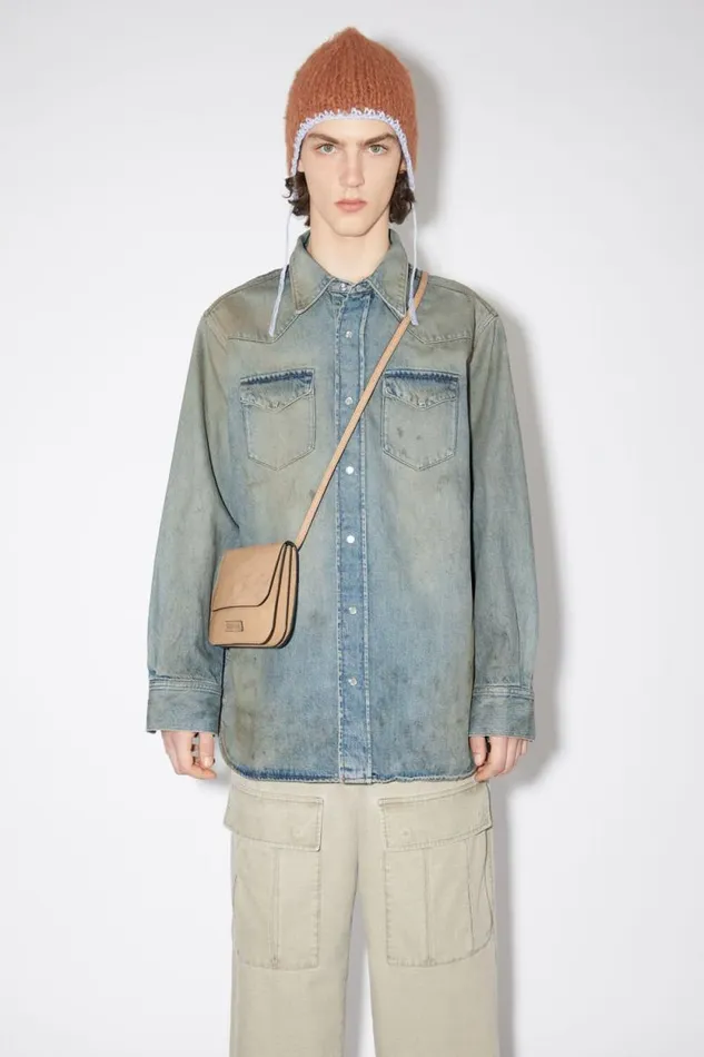 Acne Studios Denim Buttonup Shirt Mid Blue Men Shirts