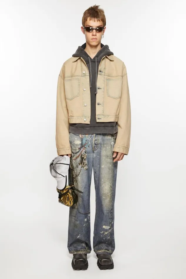 Acne Studios Denim Jacket 8211 Oversized Cropped Fit Light Sand Men Outerwear
