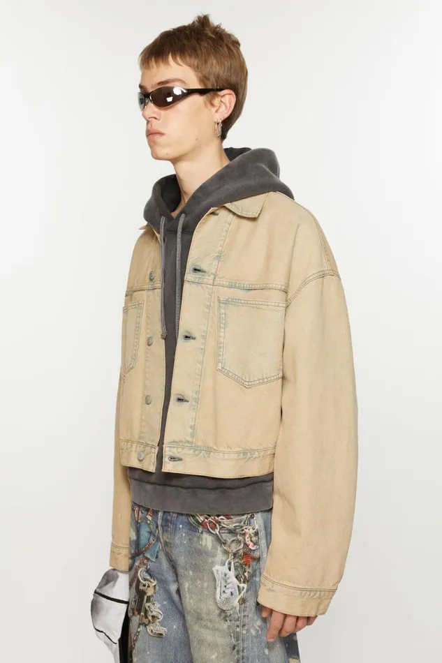 Acne Studios Denim Jacket 8211 Oversized Cropped Fit Light Sand Men Outerwear Acne Studios Denim Jacket 8211 Oversized Cropped Fit Light Sand Men Outerwear