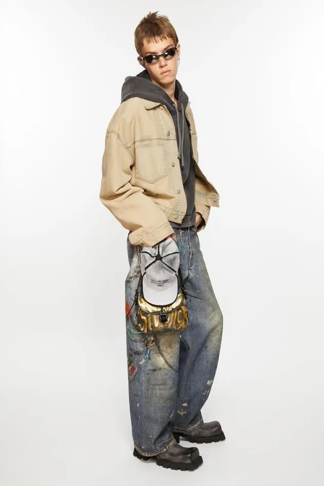 Acne Studios Denim Jacket 8211 Oversized Cropped Fit Light Sand Men Outerwear Acne Studios Denim Jacket 8211 Oversized Cropped Fit Light Sand Men Outerwear