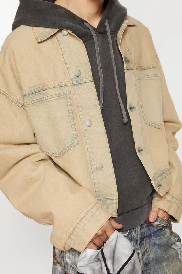 Acne Studios Denim Jacket 8211 Oversized Cropped Fit Light Sand Men Outerwear Acne Studios Denim Jacket 8211 Oversized Cropped Fit Light Sand Men Outerwear