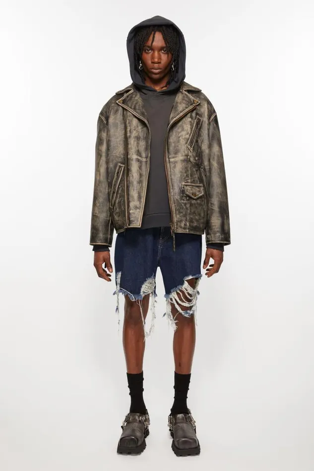 Acne Studios Distressed Denim Shorts 8211 Super Baggy Fit Mid Blue Men Shorts