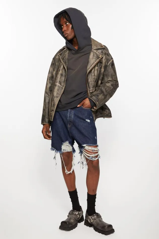Acne Studios Distressed Denim Shorts 8211 Super Baggy Fit Mid Blue Men Shorts Acne Studios Distressed Denim Shorts 8211 Super Baggy Fit Mid Blue Men Shorts