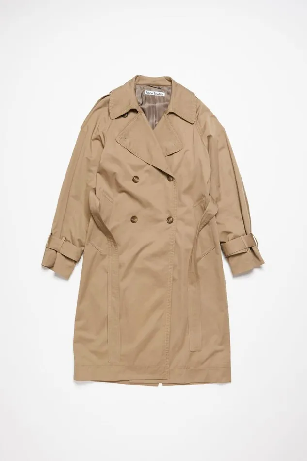 Acne Studios Doublebreasted Trench Coat Cold Beige Women Outerwear Acne Studios Doublebreasted Trench Coat Cold Beige Women Outerwear
