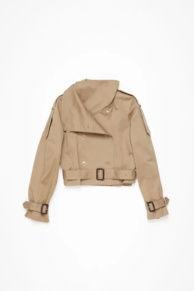 Acne Studios Doublebreasted Trench Jacket Cold Beige Women Outerwear Acne Studios Doublebreasted Trench Jacket Cold Beige Women Outerwear