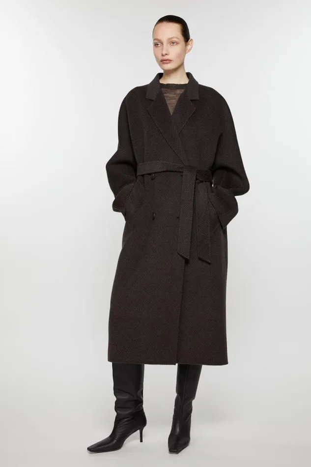 Acne Studios Doublebreasted Wool Coat Anthracite Grey Women Outerwear Acne Studios Doublebreasted Wool Coat Anthracite Grey Women Outerwear