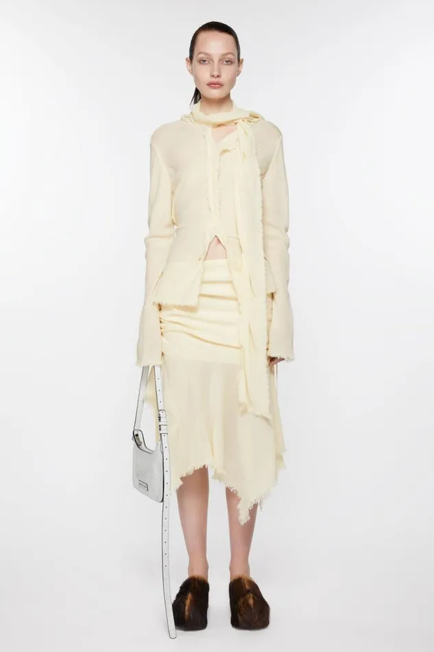 Acne Studios Draped Asymmetric Skirt Warm White Women Skirts