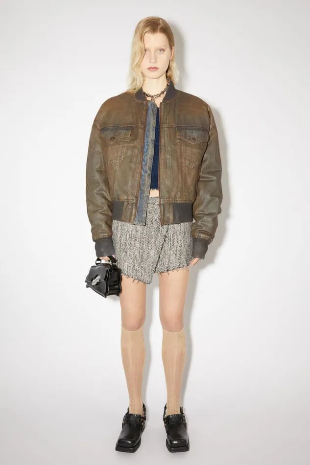 Acne Studios Dyed Denim Bomber Jacket Bluebeige Women Outerwear