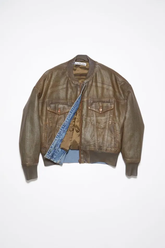 Acne Studios Dyed Denim Bomber Jacket Bluebeige Women Outerwear Acne Studios Dyed Denim Bomber Jacket Bluebeige Women Outerwear