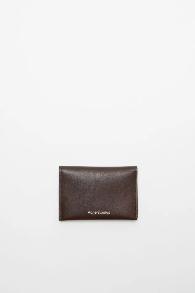 Acne Studios Folded Leather Wallet Dark Brown Women Small Leather Goods