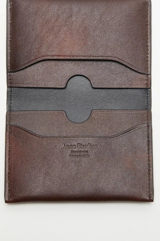 Acne Studios Folded Leather Wallet Dark Brown Women Small Leather Goods Acne Studios Folded Leather Wallet Dark Brown Women Small Leather Goods