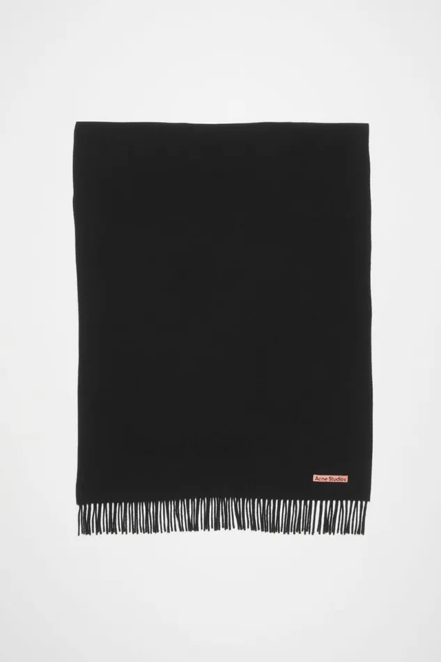 Acne Studios Fringe Wool Scarf 8211 Oversized Black Women Scarves