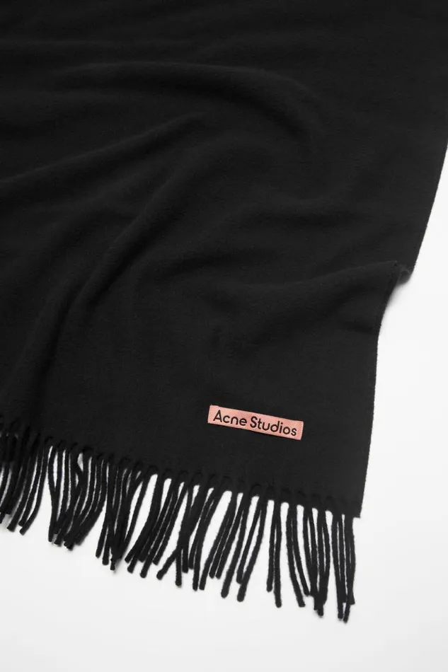 Acne Studios Fringe Wool Scarf 8211 Oversized Black Women Scarves Acne Studios Fringe Wool Scarf 8211 Oversized Black Women Scarves