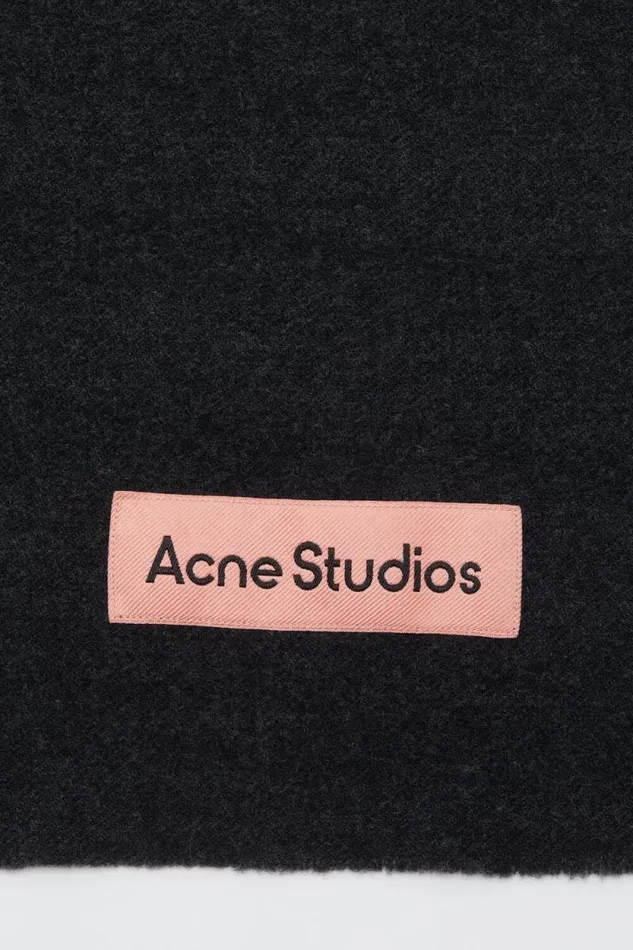 Acne Studios Fringe Wool Scarf Black Melange Men Scarves Acne Studios Fringe Wool Scarf Black Melange Men Scarves