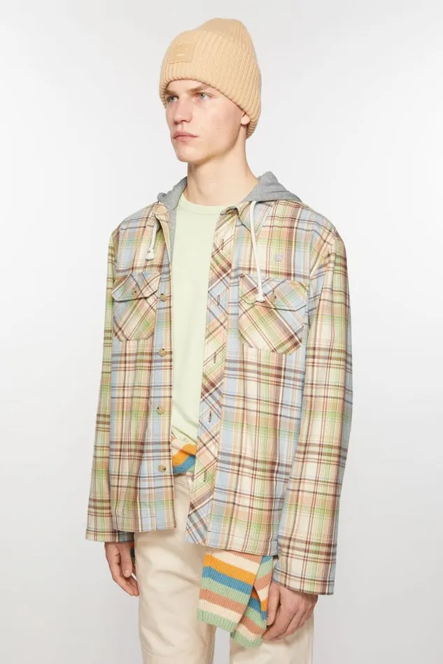 Acne Studios Hooded Overshirt Jacket Browngreen Men Outerwear Acne Studios Hooded Overshirt Jacket Browngreen Men Outerwear