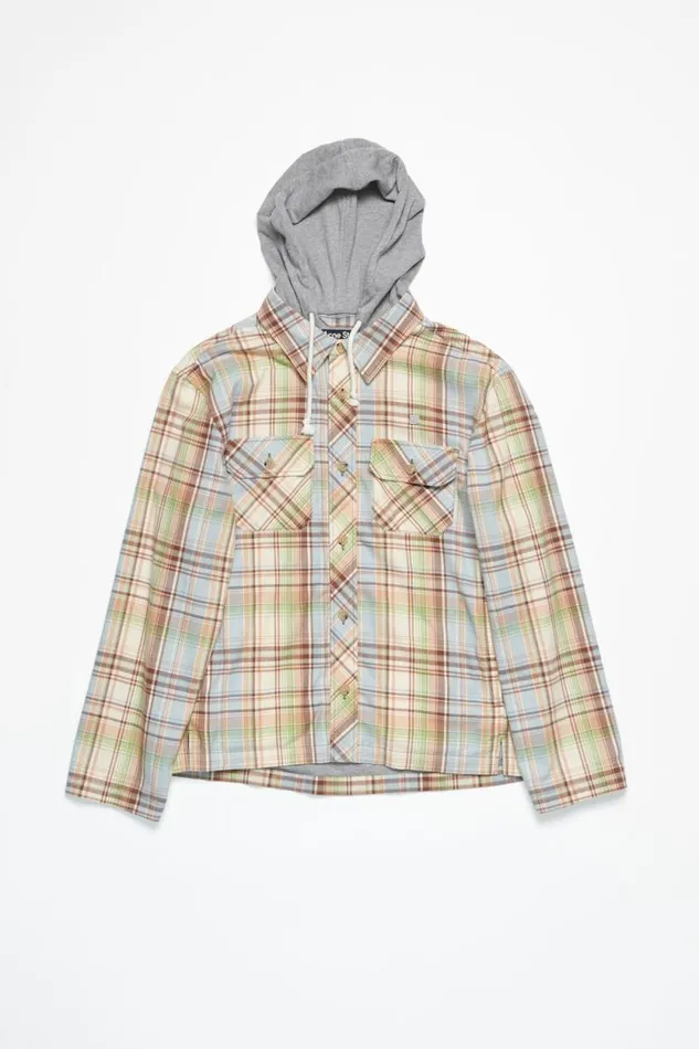 Acne Studios Hooded Overshirt Jacket Browngreen Men Outerwear Acne Studios Hooded Overshirt Jacket Browngreen Men Outerwear