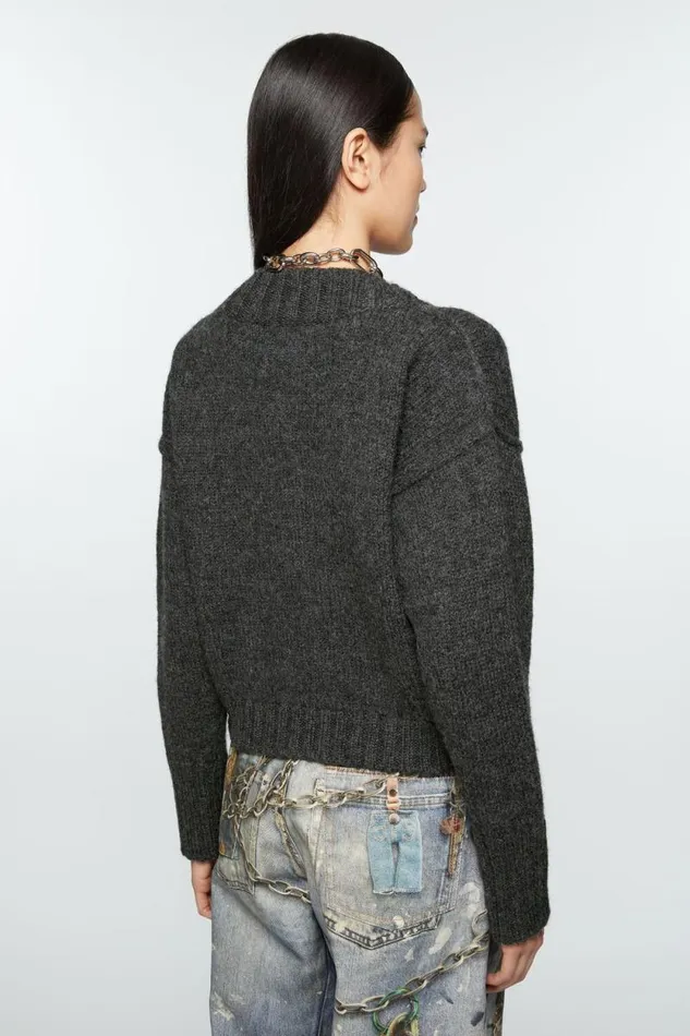 Acne Studios Knit Cardigan Anthracite Grey Women Knitwear Acne Studios Knit Cardigan Anthracite Grey Women Knitwear