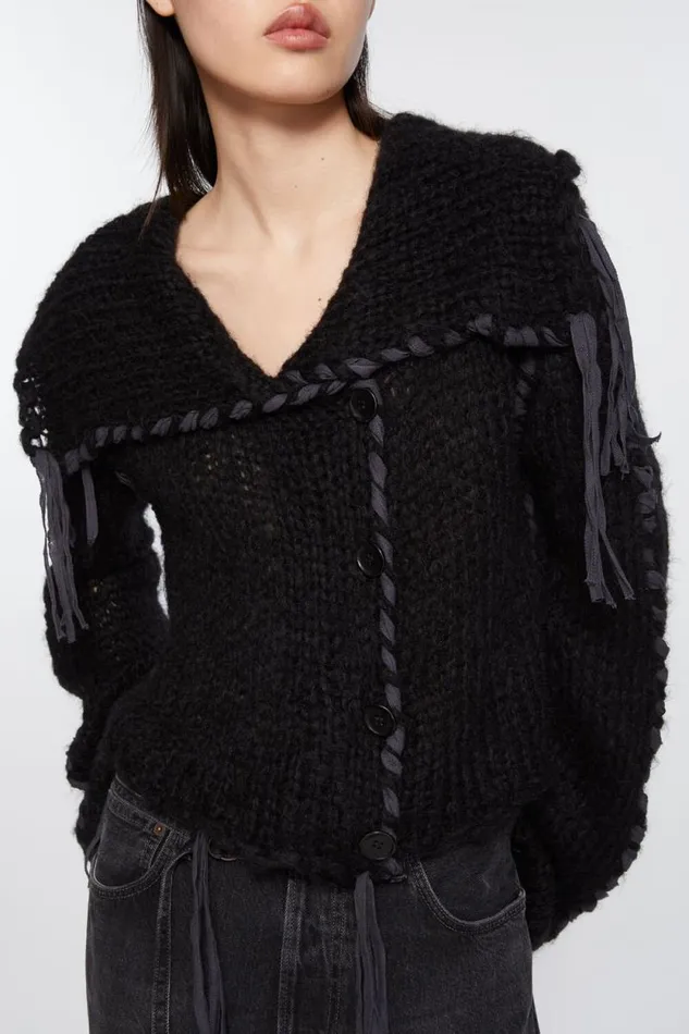 Acne Studios Lacing Knit Cardigan Black Women Knitwear Acne Studios Lacing Knit Cardigan Black Women Knitwear