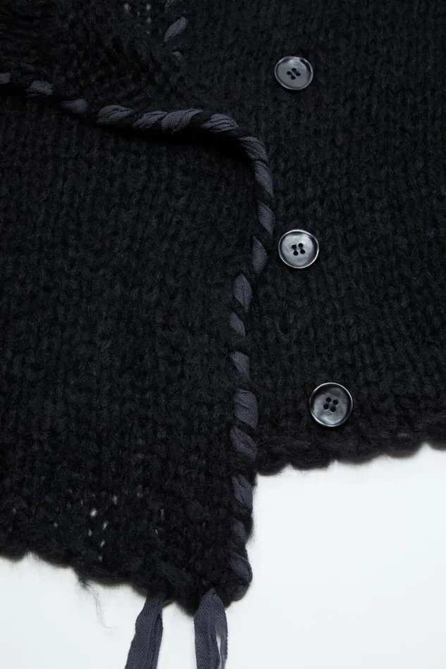 Acne Studios Lacing Knit Cardigan Black Women Knitwear Acne Studios Lacing Knit Cardigan Black Women Knitwear