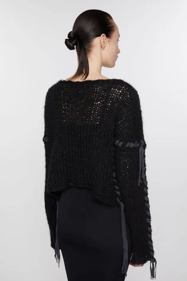 Acne Studios Lacing Knit Jumper Black Women Knitwear Acne Studios Lacing Knit Jumper Black Women Knitwear