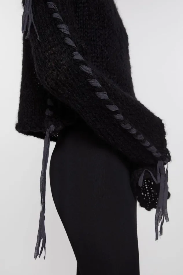 Acne Studios Lacing Knit Jumper Black Women Knitwear Acne Studios Lacing Knit Jumper Black Women Knitwear