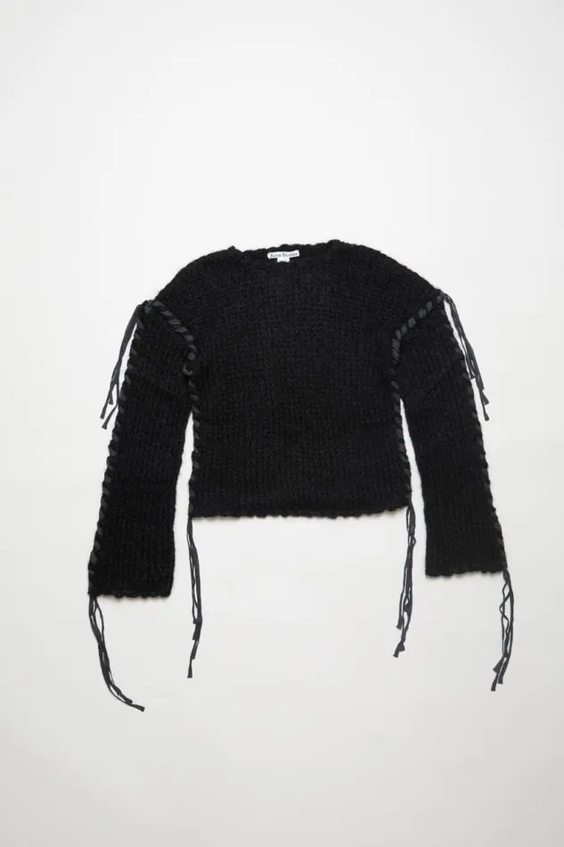 Acne Studios Lacing Knit Jumper Black Women Knitwear Acne Studios Lacing Knit Jumper Black Women Knitwear