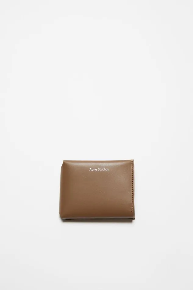 Acne Studios Leather Trifold Wallet Camel Brown Women Small Leather Goods