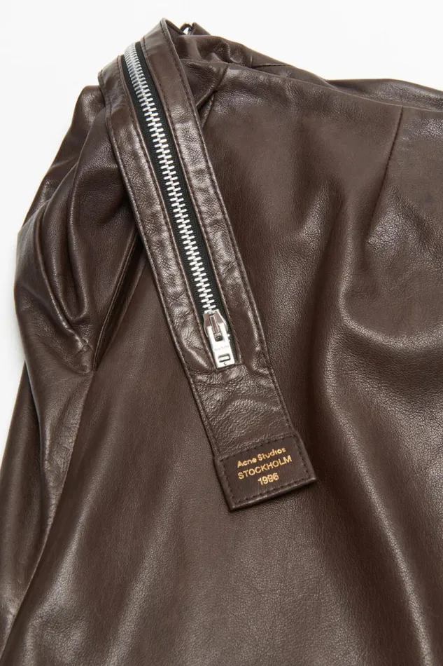 Acne Studios Leather Zipper Tape Skirt Dark Brown Women Skirts Acne Studios Leather Zipper Tape Skirt Dark Brown Women Skirts