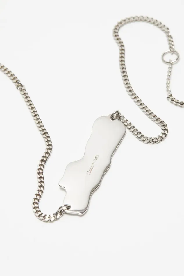 Acne Studios Logo Label Necklace Silvergrey Men Jewellery Acne Studios Logo Label Necklace Silvergrey Men Jewellery