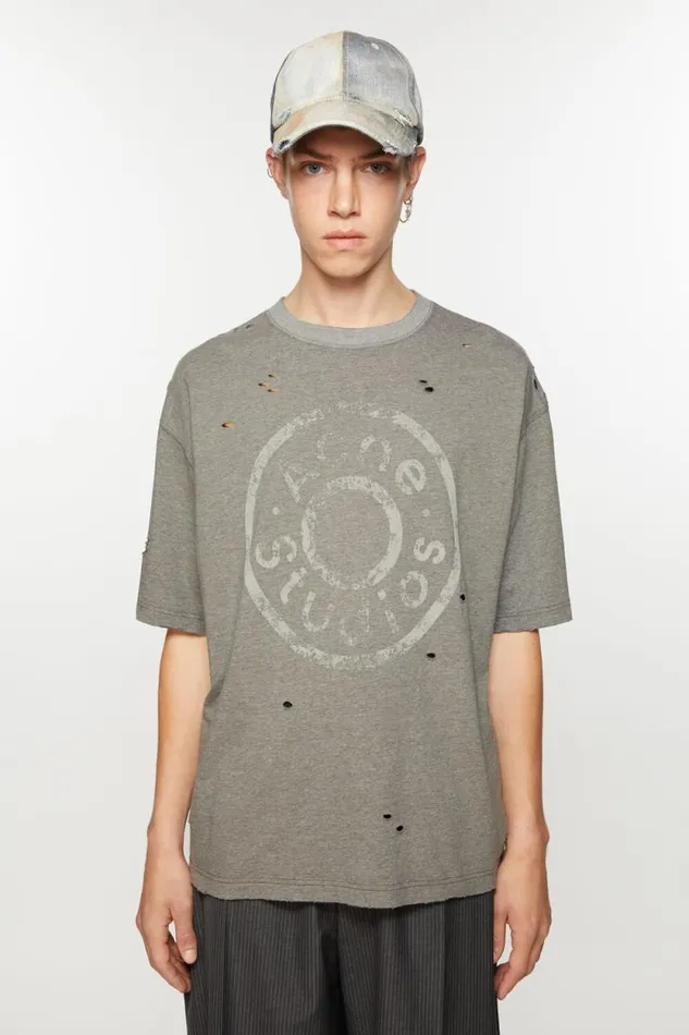 Acne Studios Logo Tshirt 8211 Relaxed Fit Moss Green Women Tshirts