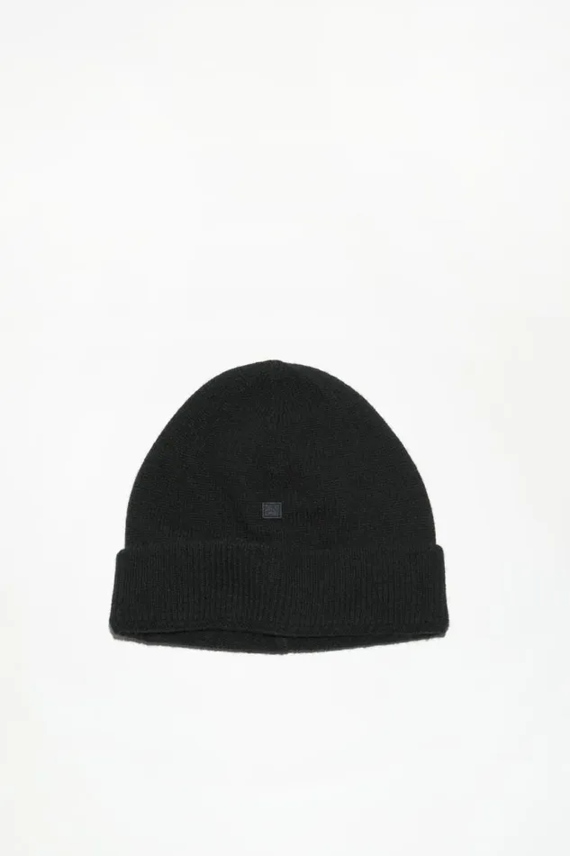 Acne Studios Micro Face Patch Beanie Black Women Hats