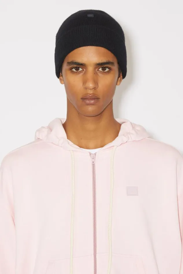 Acne Studios Micro Face Patch Beanie Black Women Hats Acne Studios Micro Face Patch Beanie Black Women Hats