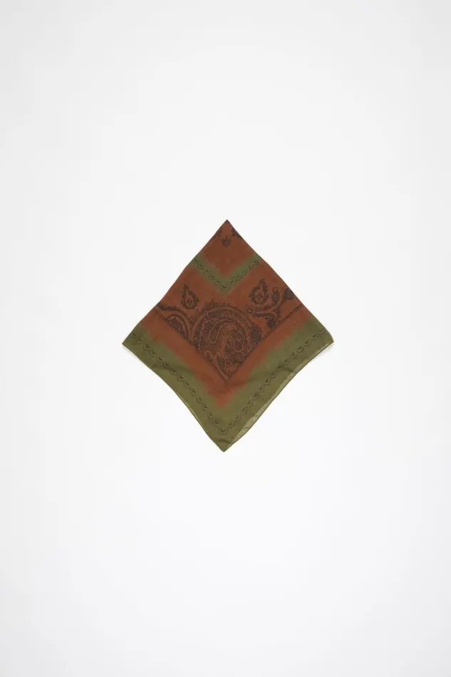 Acne Studios Print Light Wool Scarf Khaki Greenrust Orange Men Scarves