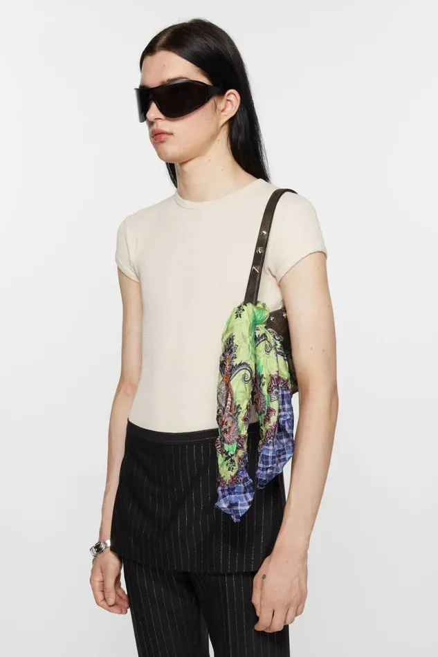 Acne Studios Print Silk Scarf Greenblue Women Scarves Acne Studios Print Silk Scarf Greenblue Women Scarves